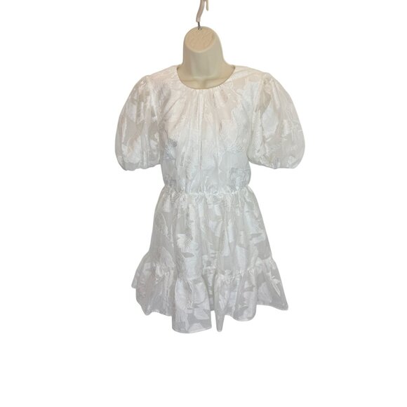 Aureta by Anthropologie White Puff Sleeve Mini Dress NWT - Size S - Picture 2 of 6